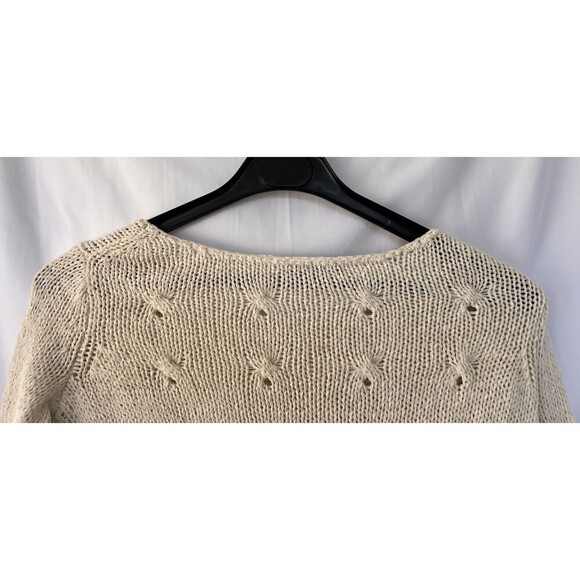 Vince Long Sleeve Cotton Open Knit Pullover Sweater Cream Women's Small Eyelet - Picture 5 of 7